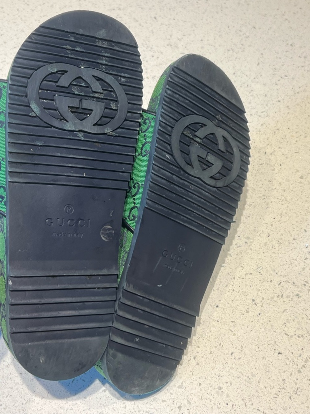 Gucci GG green canvas platform sandals size 10 US - Picture 9 of 10